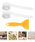 Super Easy White PVC Caulking Tape For Bathtub And Window Gaps Peels Sticks And Seals To Stop Water Leaks Without Messy Tools.