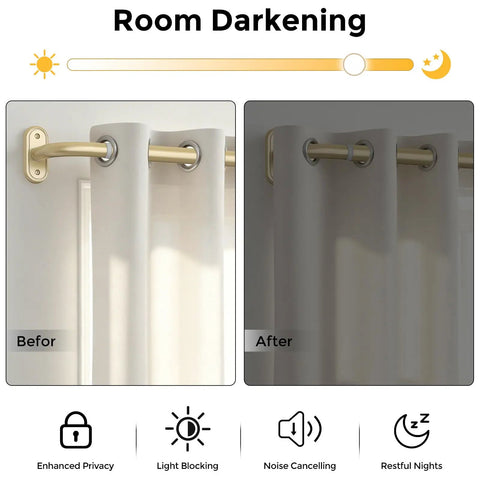 Wrap Around Blackout Curtain Rods 36 To 120 Inch 1 Inch Diameter Heavy Duty Metal Rod With Aluminum Bracket, before and after effect