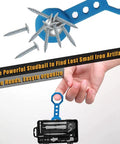 Casendy Stud Finder Wall Scanner,27 Pounds Pull Magnetic Power holds blue stud finder with screws, showing compact design and tool organization.