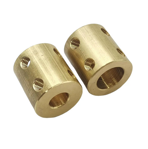 5Pcs 8Mm To 12Mm Bore Rigid Brass Shaft Coupling Set With Screws And Wrench, Heavy Duty Motor Coupler For 3D Printers, Encoders, RC Cars, Robots, And Diy Projects. Two brass shaft couplers