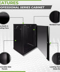 Heavy Duty 15U Wall Mount Server Rack Cabinet With Locking Glass Door 17.7 Deep 19 Inch IT Equipment Dual Cooling Fans