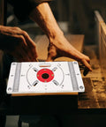 Router Sled For Milling Machine With Aluminum Insert Plate For Router Table, woodworking jig in use, creating smooth cuts