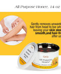 All Purpose Honee Wax, 14 oz, open container with instructions lid, part of DIY Starter Waxing Kit For Home Or Pro Salon Use.