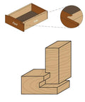 Top Shelf Drawer Lock Router Bit With One Inch Diameter And Half Inch Shank delivering precision joints in wood drawer construction.