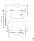 Technical drawing of Heavy Duty Ring Pull Chest Handle 4 Inch Zinc Plated For Boxes And Chests with dimensions and mounting holes