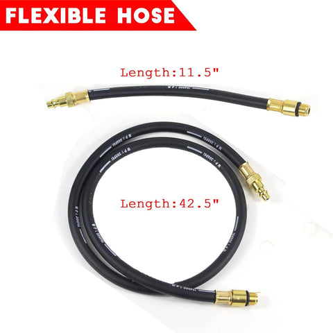 Automotive flexible hose set with brass fittings; two hoses, 11.5" and 42.5" lengths