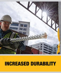 Worker using Beefed-Up SDS Max Rotary Hammer Bit With 4 Cutter, 2 Inch By 22-1/2 Inch Iron Blast Technology on construction site