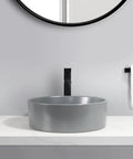 USZWBY Vessel Sinks Ceramic Vessel Sink Simple Round Matte Gray Artistic Countertop Basin Hotel Bathroom Bathroom Bowl Sink with sleek design.