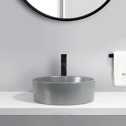 USZWBY Vessel Sinks Ceramic Vessel Sink Simple Round Matte Gray Artistic Countertop Basin Hotel Bathroom Bathroom Bowl Sink with sleek design.