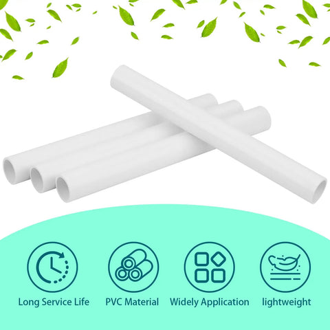 Four Heavy Duty White Schedule 40 Pvc Pipes 1.5 Inch Diameter By 17 Inch Length on a white background, ideal for DIY projects.