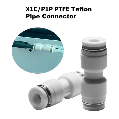 No Sweat Must Have Heavy Duty Magnetic AMS Tubing Connector For Bambu Lab P1P P1S X1 X1C X1E 3D Printers Quick Click Flexible PTFE Feed Hose Replacement Kit close-up view of connector.