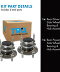 Rear Wheel Bearing And Hub Assembly Set For 2010 2011 2012 2013 Kia Forte And Forte Koup Driver And Passenger Sides 2 Piece Replacement Kit Premium Quality Replacement Parts For No Fuss DIY Install And Long Lasting Performance, displayed with packaging
