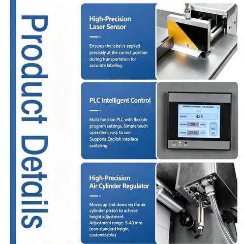 Avsmgp High Speed Flat Label Applicator With Precision Plc Control System touchscreen display for easy operation and control.