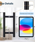 12 Inch Double Sided Push Pull Door Handle Set Matte Black Stainless Steel For Glass And Wood Doors Ergonomic Chamfered Edges H Shape Design Anti Rust Durable And Long Lasting 2 Pack For Easy Installation And Modern Style with size comparison to 11-inch tablet.