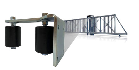 Sliding Gate Guide Post Rollers 3 Inch Black L Bracket Mount With Rear Adjustable Bracket And Double Hard Nylon Rollers