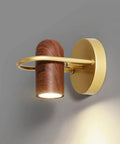Fly Modern Metal Led Wall Sconce With Bulb Hardcore Adjustable Indoor Reading Lamp Featuring Slick Imitation Wood Grain Finish For Bedroom Kitchen Corridor, gold and wood design.