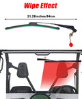 Hand Operated UTV Windshield Wiper Kit Universal Fit For Polaris Ranger RZR Can Am Maverick X3 Commander Defender Pioneer And Golf Cart With Clear Vision On Muddy And Rainy Trails, showing wipe effect.