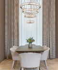 Dope Four Ring LED Crystal Chandelier Modern Flush Mount Ceiling Light With Adjustable Stainless Steel Pendant Design DIY Shape