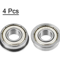 FR6ZZ Flanged Ball Bearing Three Eighths Inch By Seven Eighths Inch By Nine Thirty Seconds Inch Double Shielded Chrome Steel ABEC1 Four Pack