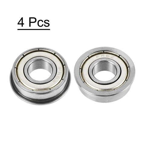 FR6ZZ Flanged Ball Bearing Three Eighths Inch By Seven Eighths Inch By Nine Thirty Seconds Inch Double Shielded Chrome Steel ABEC1 Four Pack