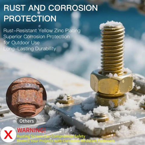 1066 Piece Metric Bolt And Nut Assortment Kit 8.8 Grade Hex Fasteners Spanning M4 Through M12 Yellow Zinc Coated rust-resistant fastener close-up.