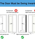 Illustration showing inward-swinging door types for Heavy Duty Door Mount Bracket For Lockboxes Featuring Slick Swivel Hooks.