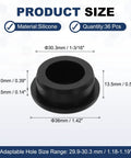 T Shaped Silicone Plugs 36 Pack 30.3mm Diameter Snap In Hole Seal Round Rubber Stoppers dimensions and specifications