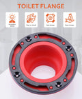 Universal Toilet Flange Repair Kit For 4 Inch And 5 Inch Drain Lines Including Special 3 Inch Connections, red design
