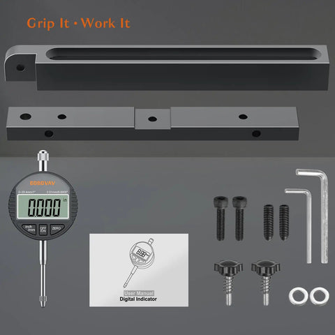 Table Saw Alignment Gauge With Digital Dial Indicator 0.0005 Inch Resolution, 18cm Rod, CNC Aluminum Bar and accessories
