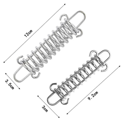 Tent springs: two 304 stainless steel with dual end hooks for tarp tensioning