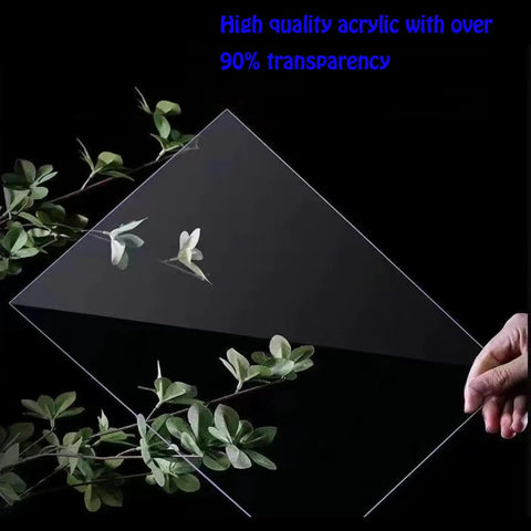Hand holding transparent acrylic panel next to green leaves, showcasing the Durable Acrylic Display Case For 76232 Airships Model Set.