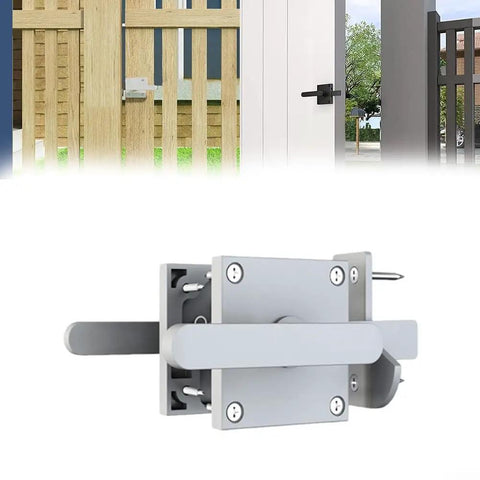 Heavy Duty Dual Handle Gate Latch, Post Mount Automatic Lever Fence Lock in aluminum for easy access and security.