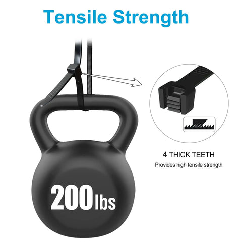 Heavy Duty 24 Inch Zip Ties 0.35 Inch Wide, 200 Lb Tensile Strength, Big Black Cable Ties For Bundling, Indoor Outdoor Use