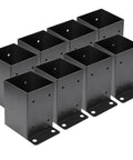 Eight Heavy Duty 4x4 Post Base Brackets Black Powder Coated 14 Gauge Steel in a Pack for Bolt Down Deck Base Plate and Railing Support