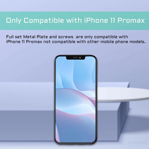 Only compatible with iPhone 11 Pro Max, showing screen and compatibility note for Complete Internal Bracket And Screw Replacement Kit.