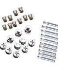 Pro Grade Cam Lock Fittings Set 24 Piece Silver Hardware Kit Iron Aluminum Dowels Screws Eccentric Connectors
