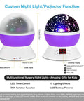 Star Projector Night Light for Kids Bedroom Ceiling With Timer and Rotating Galaxy Sky Projection Baby Sleep Aid Lamp