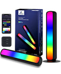 Lit RGBICW Smart Light Bars For TV PC And Gaming Setup With Scene And Music Sync, 16 Million Color Ambient Lighting Kit next to box