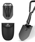 Grab And Go Folding Shovel For Car And Camping 18.5 Inch Collapsible Shovel With Pickaxe Military Style Entrenching Tool in black steel with case