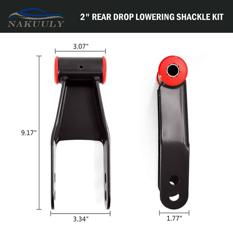 2 Inch Rear Drop Lowering Shackle Suspension Kit For Chevy GMC C1500 C2500 And Silverado Sierra 1500, dimensions shown