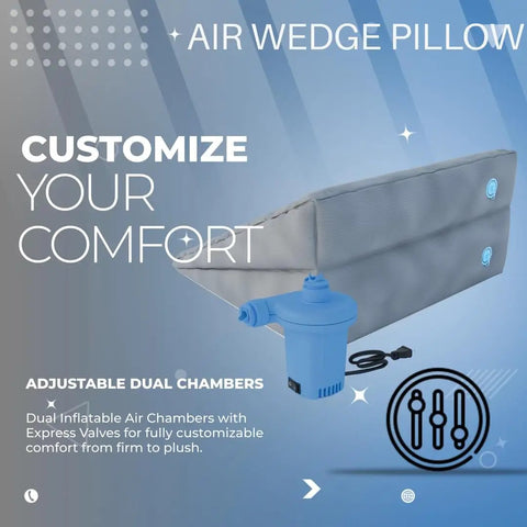 Chillax With This Awesome Adjustable Inflatable Wedge Pillow From Boyd Sleep, Featuring A Snazzy Electric Pump For Easy Air Control And Dual Chambers So You Can Recline In Total Comfort While Sleeping Or Just Hanging Out. Adjustable air wedge pillow with electric pump and dual chambers.