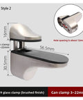 Heavy Duty Cabinet Shelf Clips 4 Pack Zinc Alloy Glass Clamp Brackets for 1 to 22 mm Shelves, brushed finish, Style 2