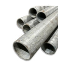 Close-up of 2-1/2 In NPS Schedule 10 galvanized steel pipe, 2.875 In OD, 31 In length for weldable metal DIY projects and repairs.