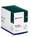 First Aid Only Eye Cups box, 10 non-sterile plastic cups in white with green-blue packaging.