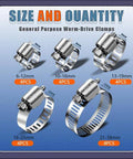 Hose Clamps Assortment Kit 20 Pieces One Quarter To One And A Half Inch Stainless Steel Adjustable Worm Gear Tube Clamps