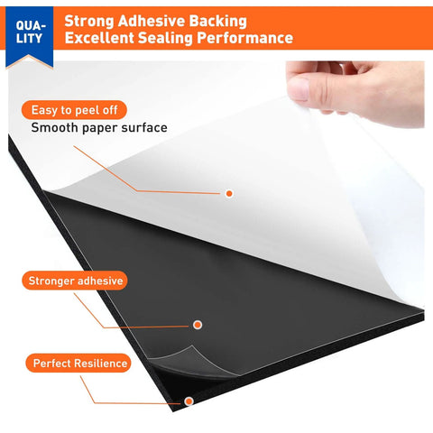Peeling adhesive layer on Self Adhesive Foam Padding Set 4x4 Inch Neoprene Closed Cell Sheets One Quarter Inch Thick Anti Vibration Pads