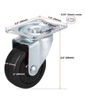 Diagram of 2-inch swivel caster dimensions with rubber wheel, part of 24 Pack 2 Inch Swivel Casters With Rubber Wheels For Furniture Trolleys And Industrial Use