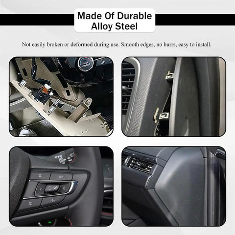 100 Pcs 10 Sizes Auto Car U Clip Metal Trim Panel Spring Clips used on car interior trim, showing durability and easy installation.