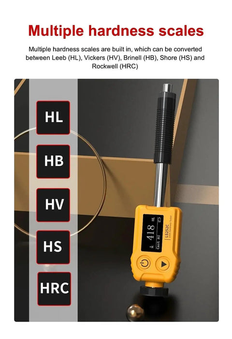 Heavy Duty Portable Digital Hardness Tester For Steel And Cast Iron Featuring Dead Nuts Accurate Leeb Gauge Readings with multiple hardness scales.