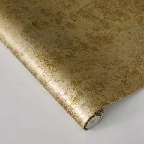 Gold Leaf Distressed Metallic Peel And Stick Wallpaper For A Lit Luxe Glow, Removable Self Adhesive, roll showing texture